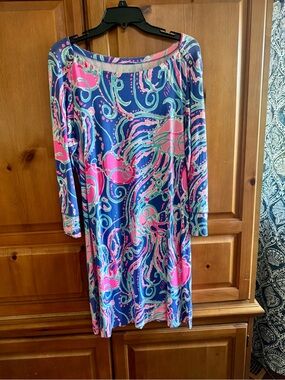 Lilly Pulitzer Navy, Pink & Mint Floral Scoop Neck Top